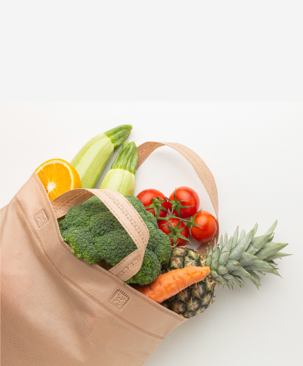 Fresh vegetables in eco bag